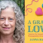 Janna Barkin with book A Grand Love - Stories for Grandparents of Transgender Grandchildren